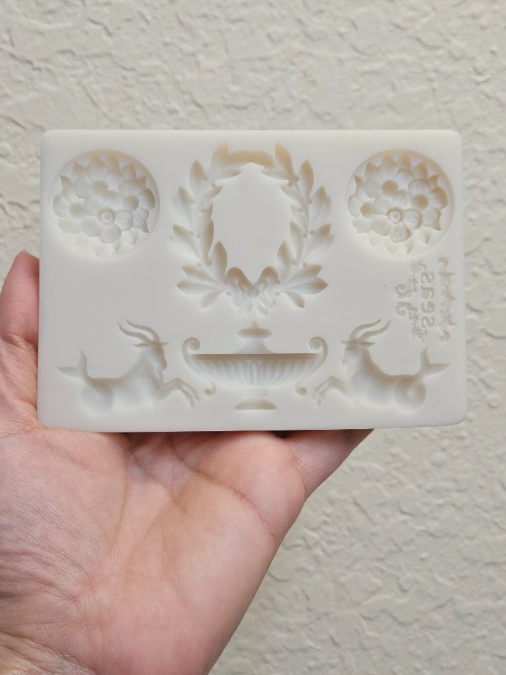 Silicone Mould with Floral, Wreath & Antelope Motifs